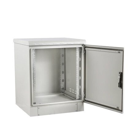 20U Weatherproof Cabinet Galvanized Steel Optional Fan IP55 Open View