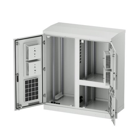 Multifunctional Dual Bay Outdoor Cabinet Open View
